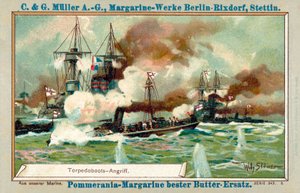 Ataque de barco torpedo (chromolitho)